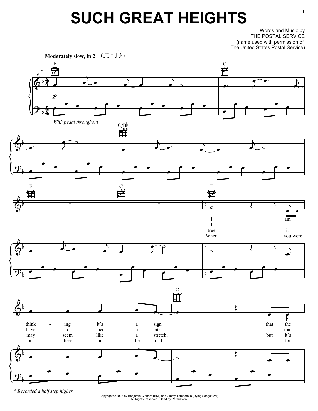 Such Great Heights By Iron And Wine Free Sheet Music