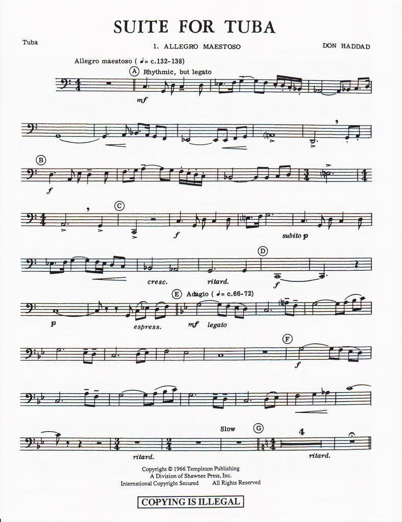 Suite For Tuba By John Paff Free Sheet Music