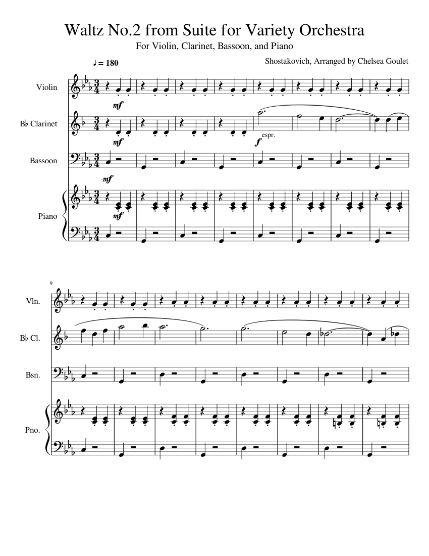 Suite No. 2 For Clarinet, Bassoon And Piano By Alec Wilder Free Sheet Music