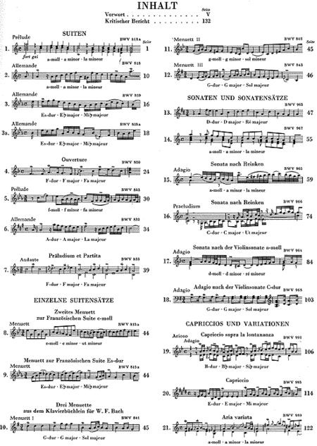 Suites, Sonatas, Capriccios, Variations By Johann Sebastian Bach Free Sheet Music