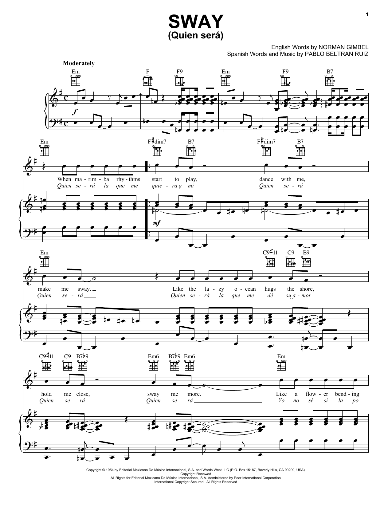 Sway (Quien Sera) By Michael Buble Free Sheet Music