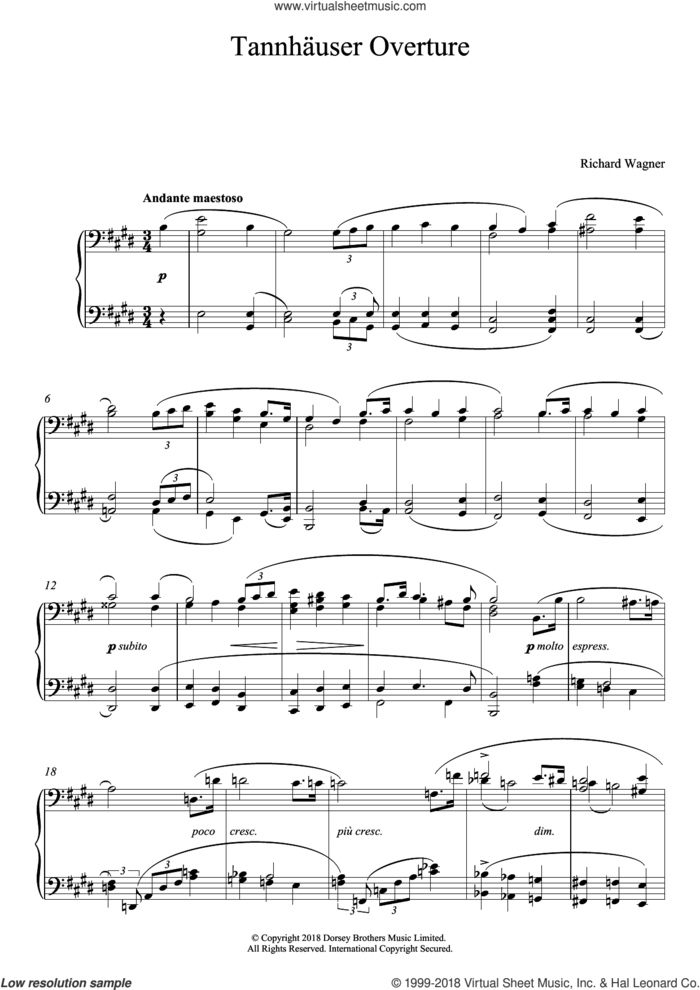 Tannhäuser By Richard Wagner Free Sheet Music