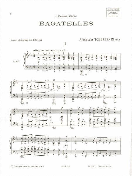 Tcherepnin Bagatelles Op.5 10 Pieces Piano Book By Alexander Tcherepnin Free Sheet Music