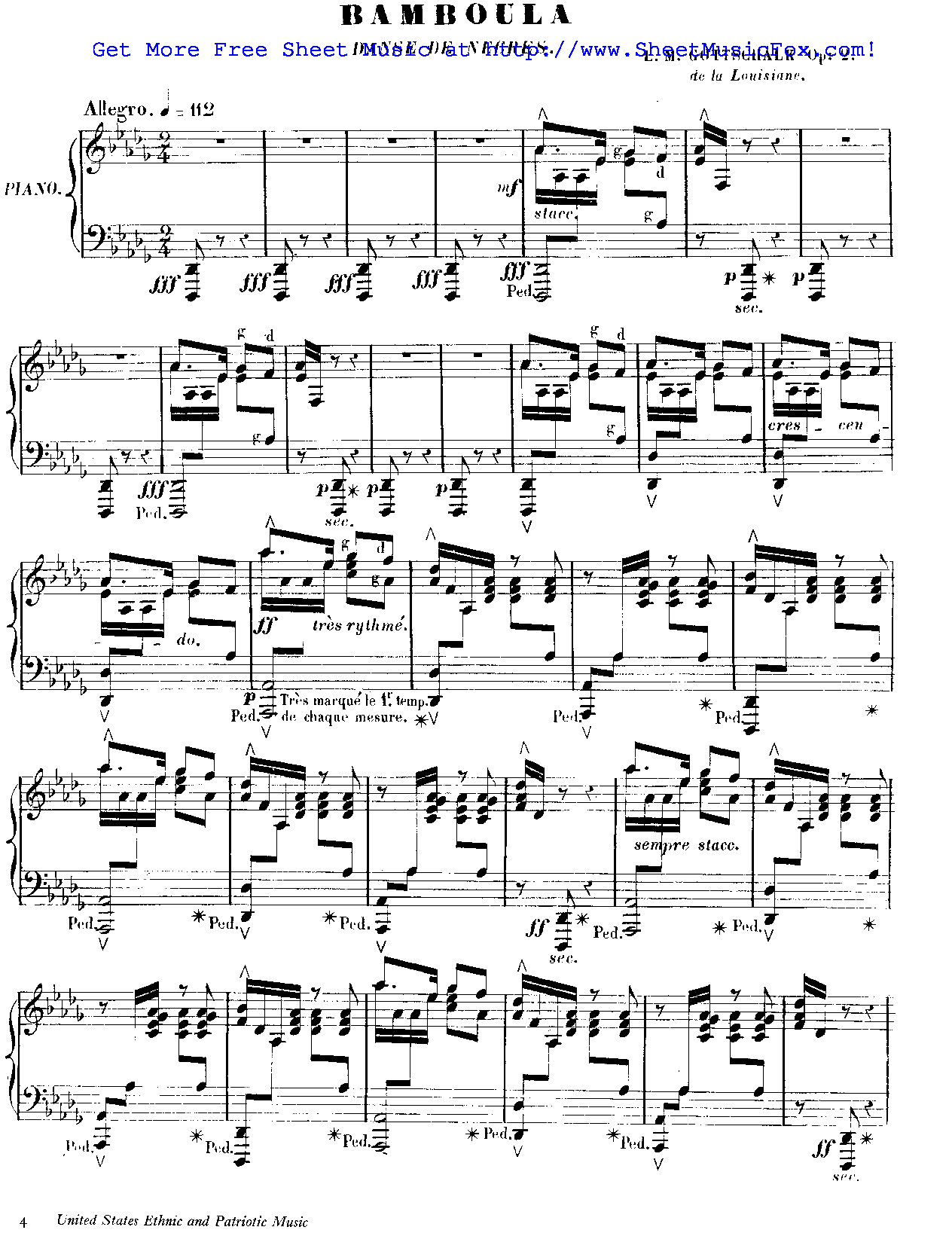 The Bamboula Rhapsodic Dance For Brass Choir By Samuel Coleridge-Taylor Free Sheet Music