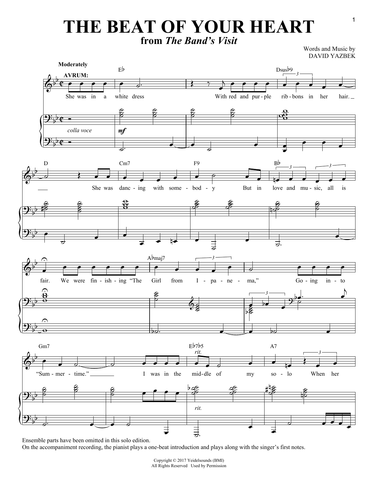 The Beat Of Your Heart [Solo Version] (from The Band's Visit) By N Free Sheet Music