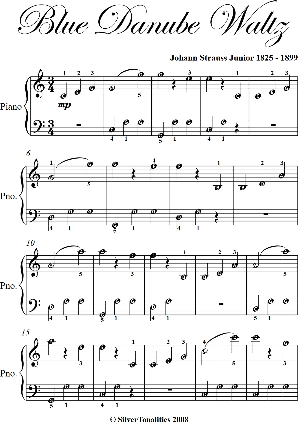 The Blue Danube By Johann Strauss Jr. Free Sheet Music