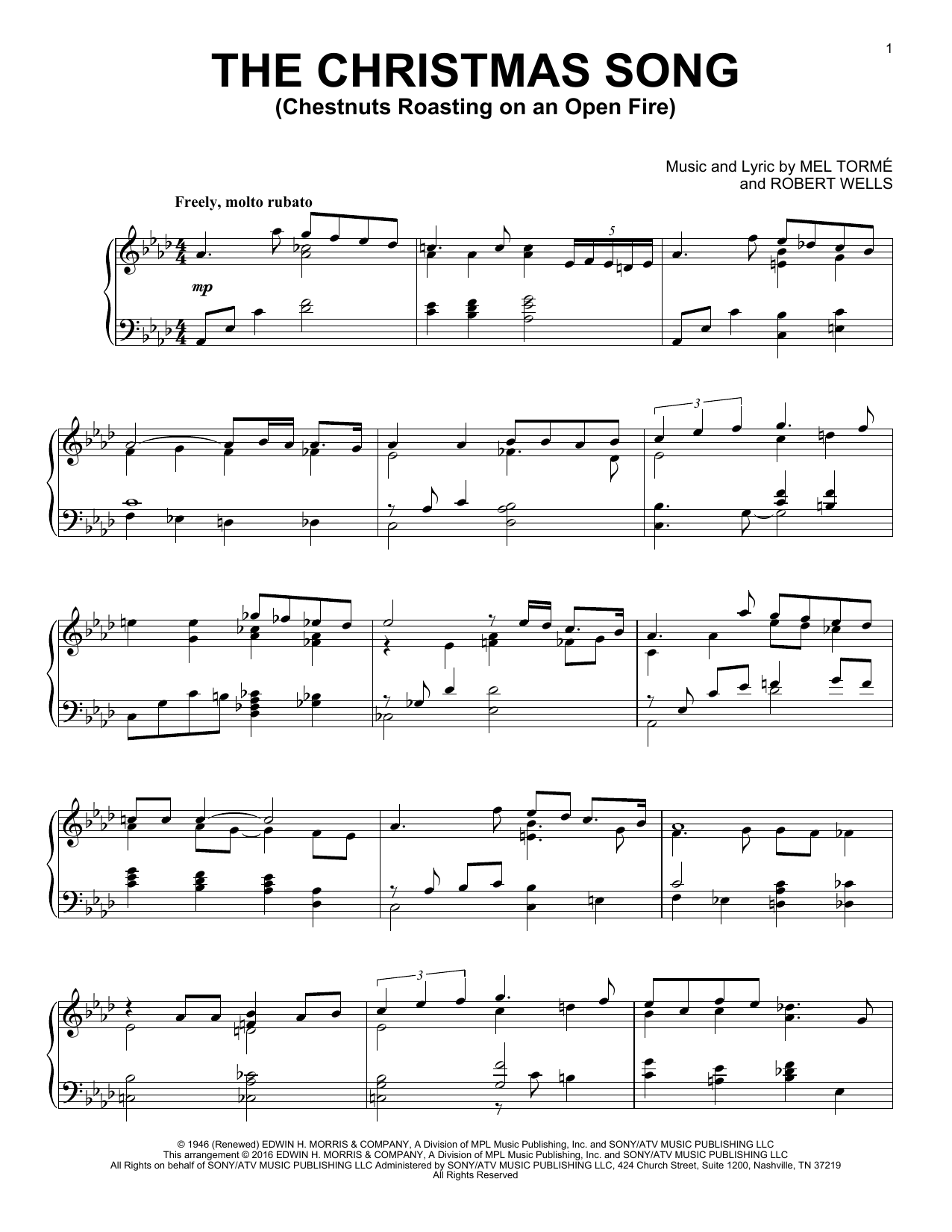 The Christmas Song (chestnuts Roasting On An Open Fire) By Christina Aguilera Free Sheet Music