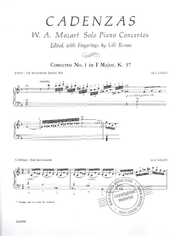 The Complete Original Cadenzas To The Piano Concertos By Wolfgang Amadeus Mozart Free Sheet Music