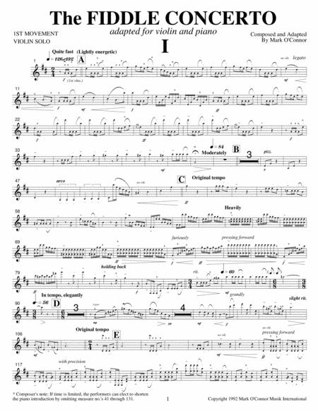 The Fiddle Concerto (violin Solo Part – Violin And Piano) By Mark O'Connor Free Sheet Music