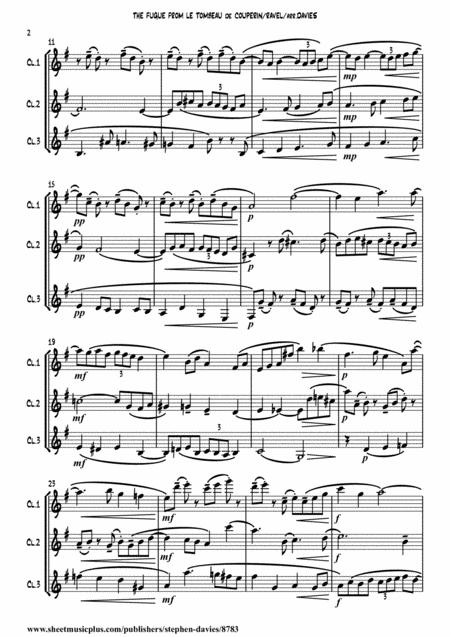 The Fugue From Le Tombeau De Couperin By Maurice Ravel For Clarinet Trio. By Maurice Ravel Free Sheet Music