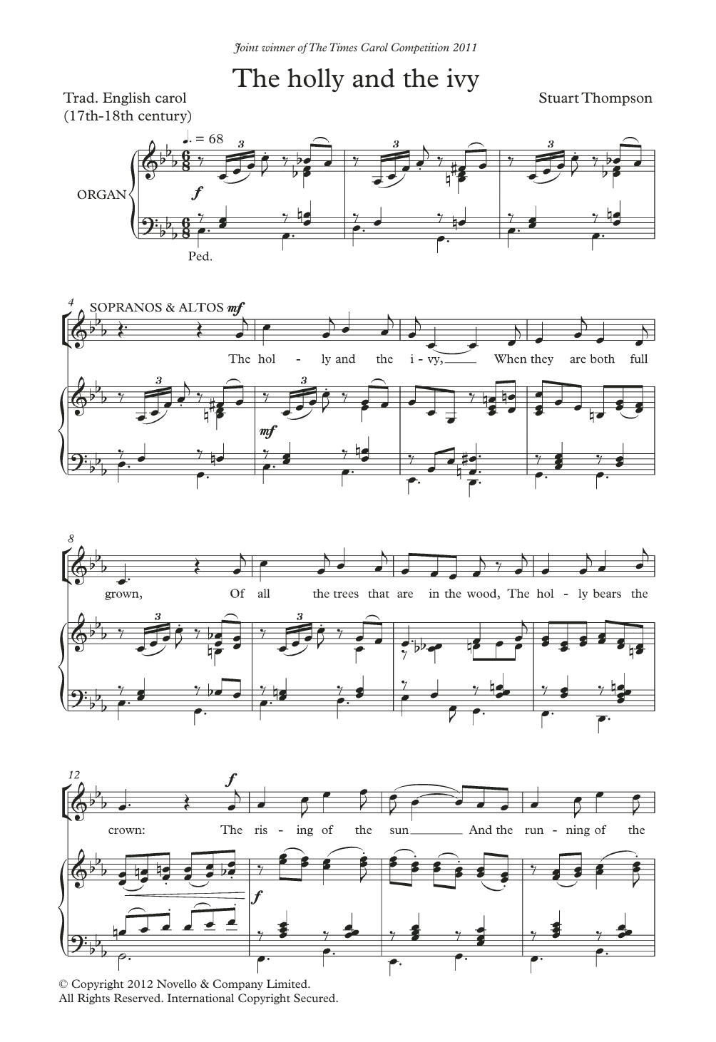 The Holly And The Ivy By Martin L. Ellis Free Sheet Music