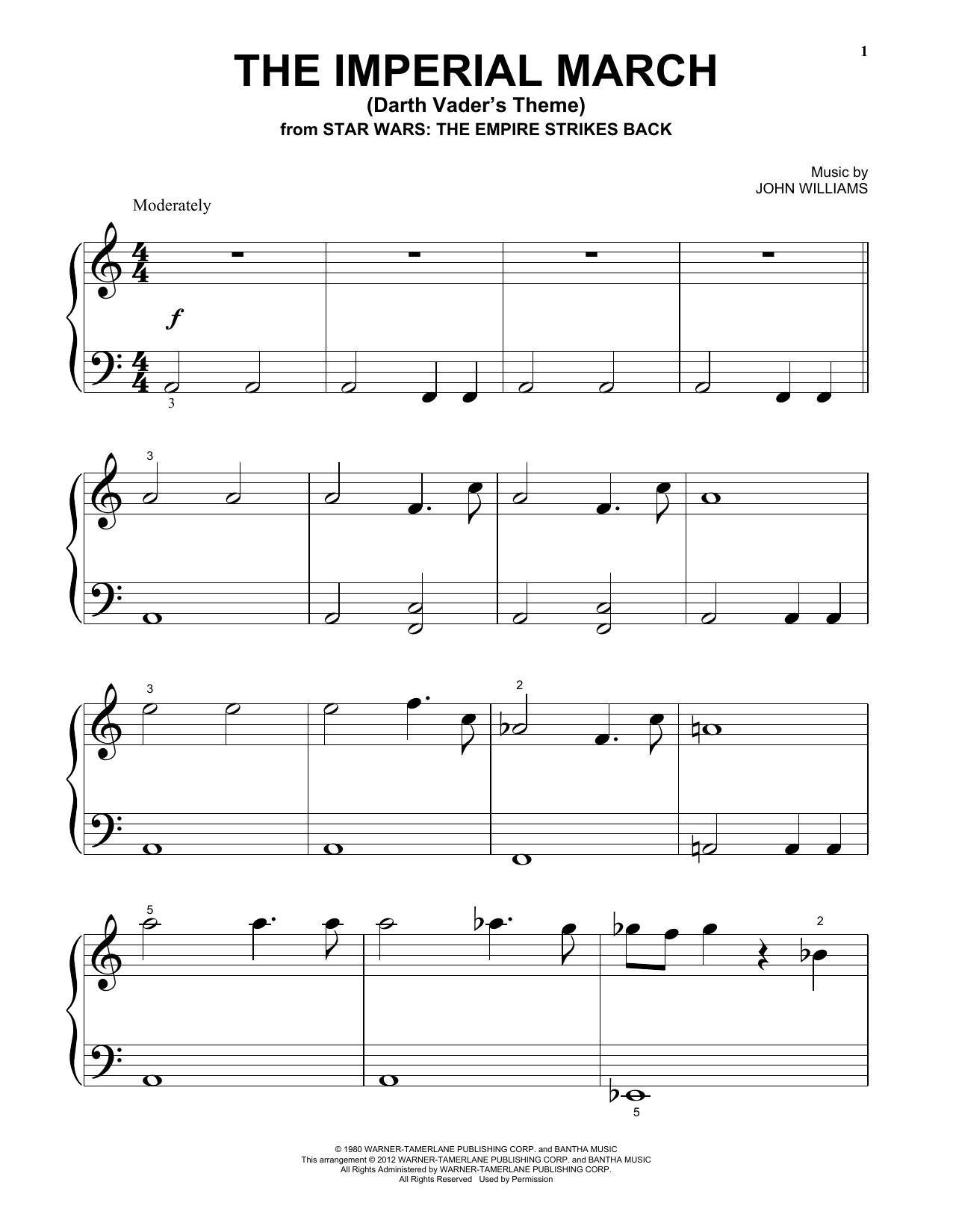 The Imperial March (Darth Vader's Theme) By John Williams Free Sheet Music