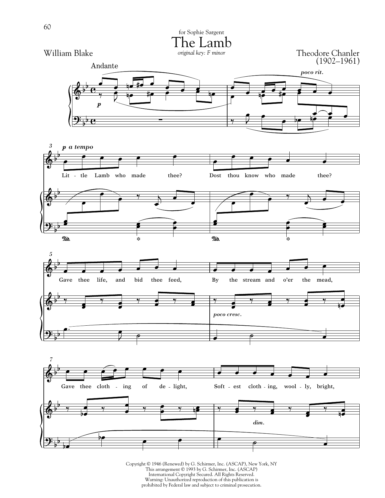 The Lamb (Downloadable) By Katherine K. Davis Free Sheet Music