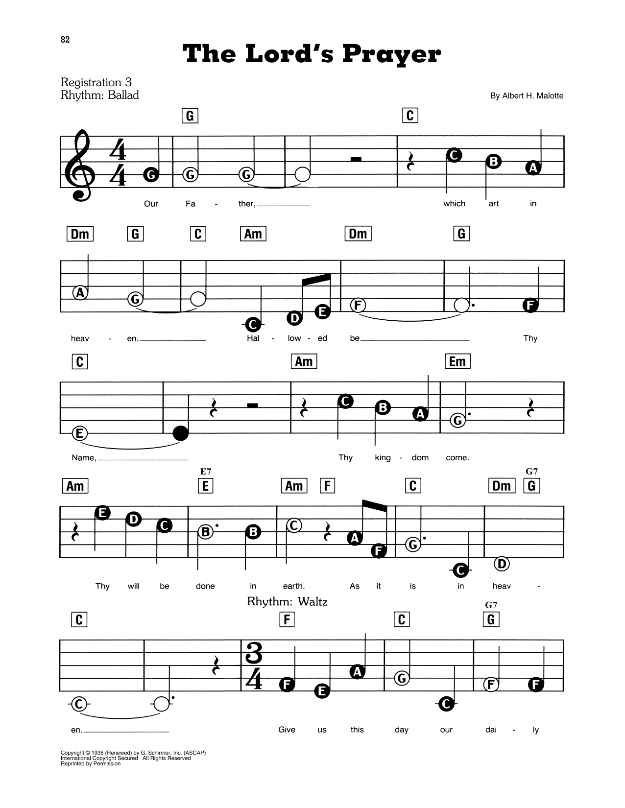 The Lord's Prayer By Albert Hay Malotte Free Sheet Music