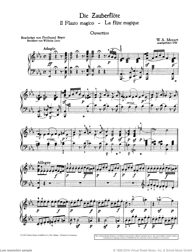 The Magic Flute By W.A. Mozart By Wolfgang Amadeus Mozart Free Sheet Music