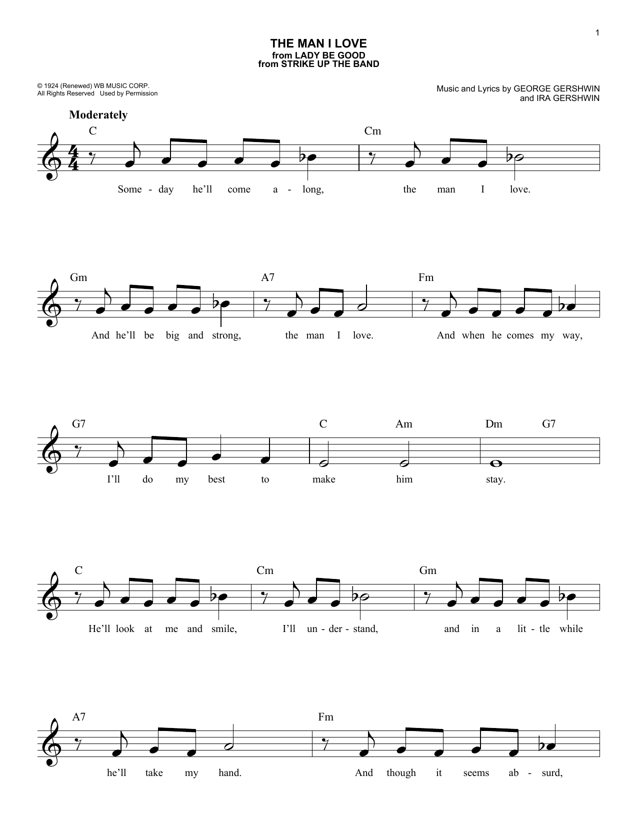 The Man I Love By N Free Sheet Music