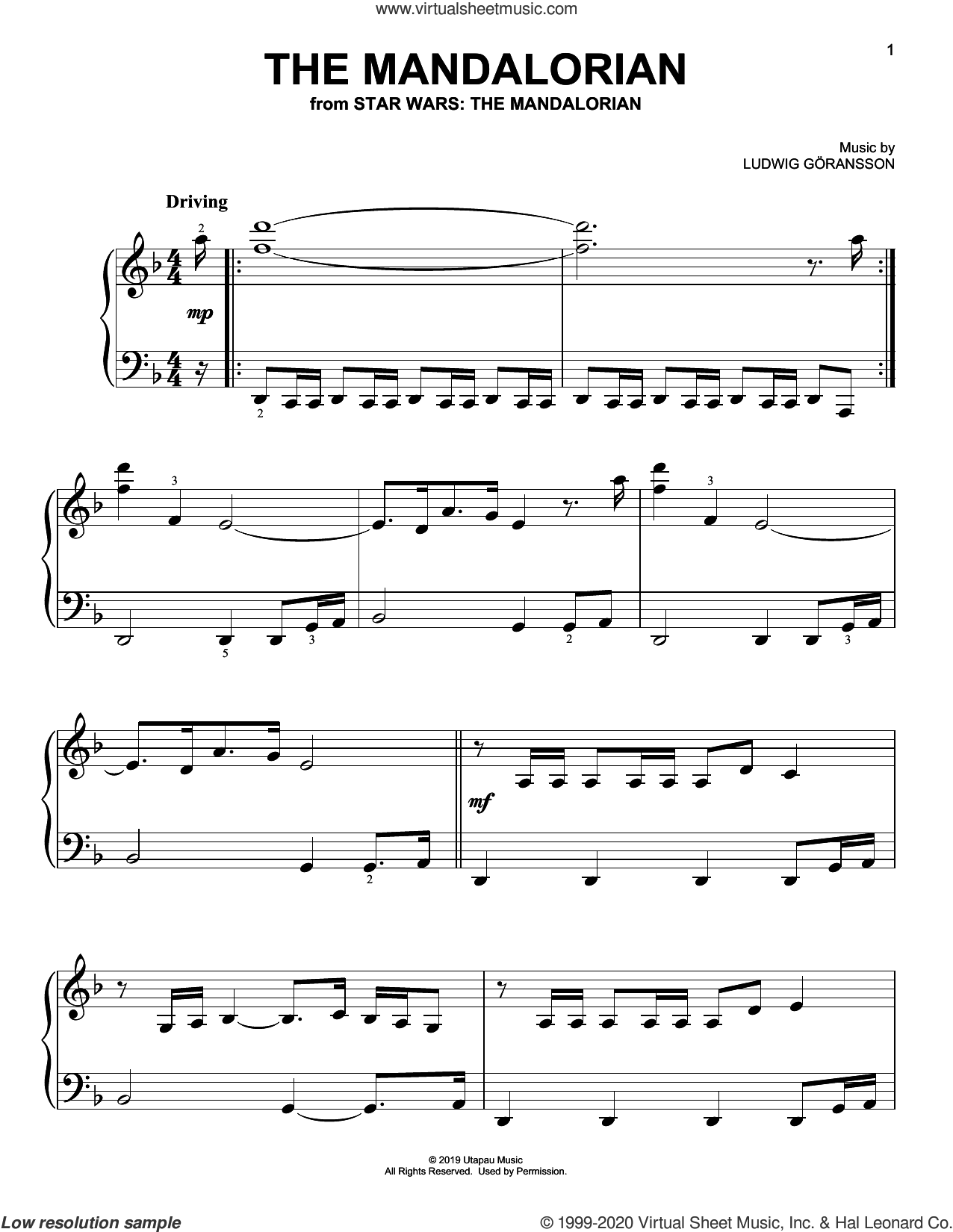 The Mandalorian By Ludwig Goransson Free Sheet Music