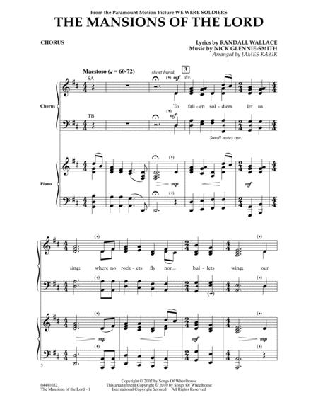 The Mansions Of The Lord (from We Were Soldiers) - Chorus By Nick Glennie-Smith Free Sheet Music