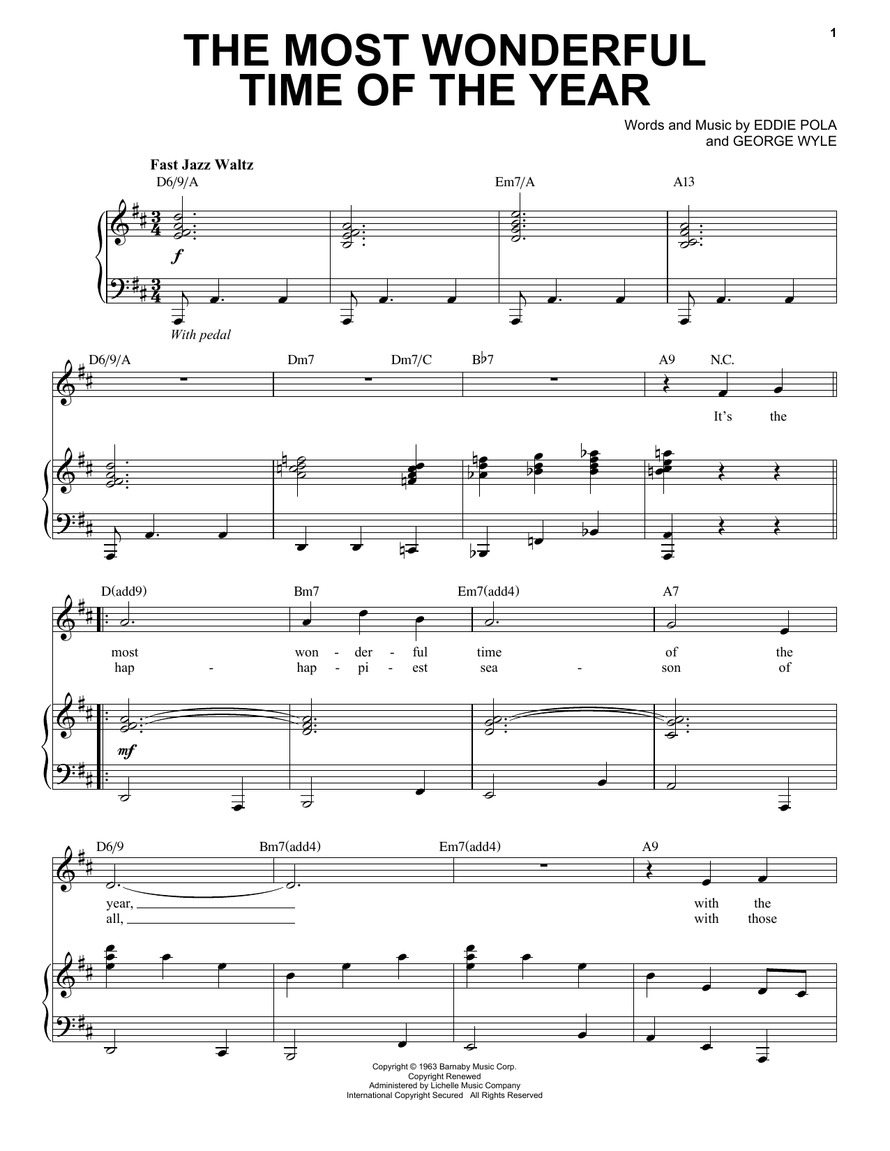 The Most Wonderful Time Of The Year By Eddie Pola Free Sheet Music