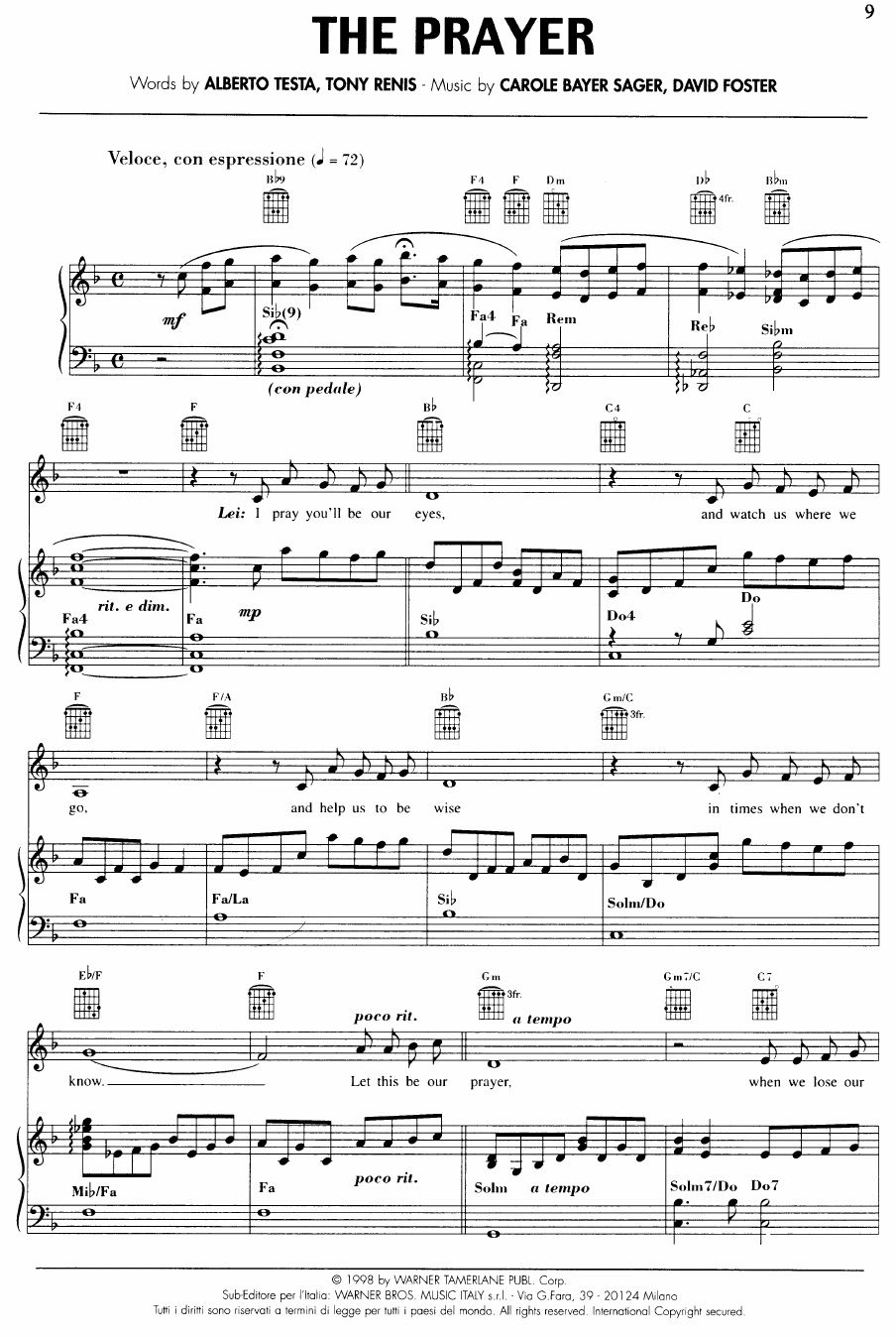 The Prayer By Donnie McClurkin And Yolanda Adams Free Sheet Music