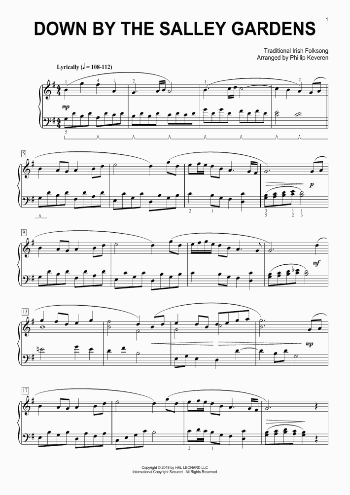 The Salley Gardens By Benjamin Britten Free Sheet Music