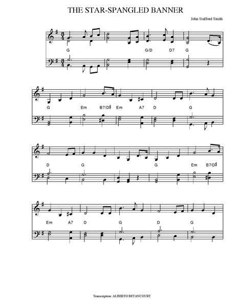 The Star-Spangled Banner By N Free Sheet Music