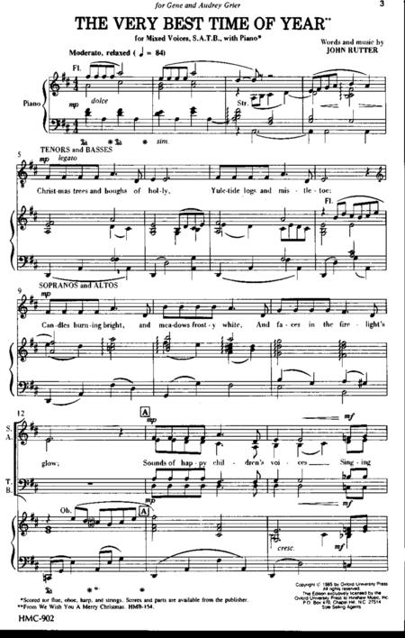 The Very Best Time Of Year By John Rutter Free Sheet Music