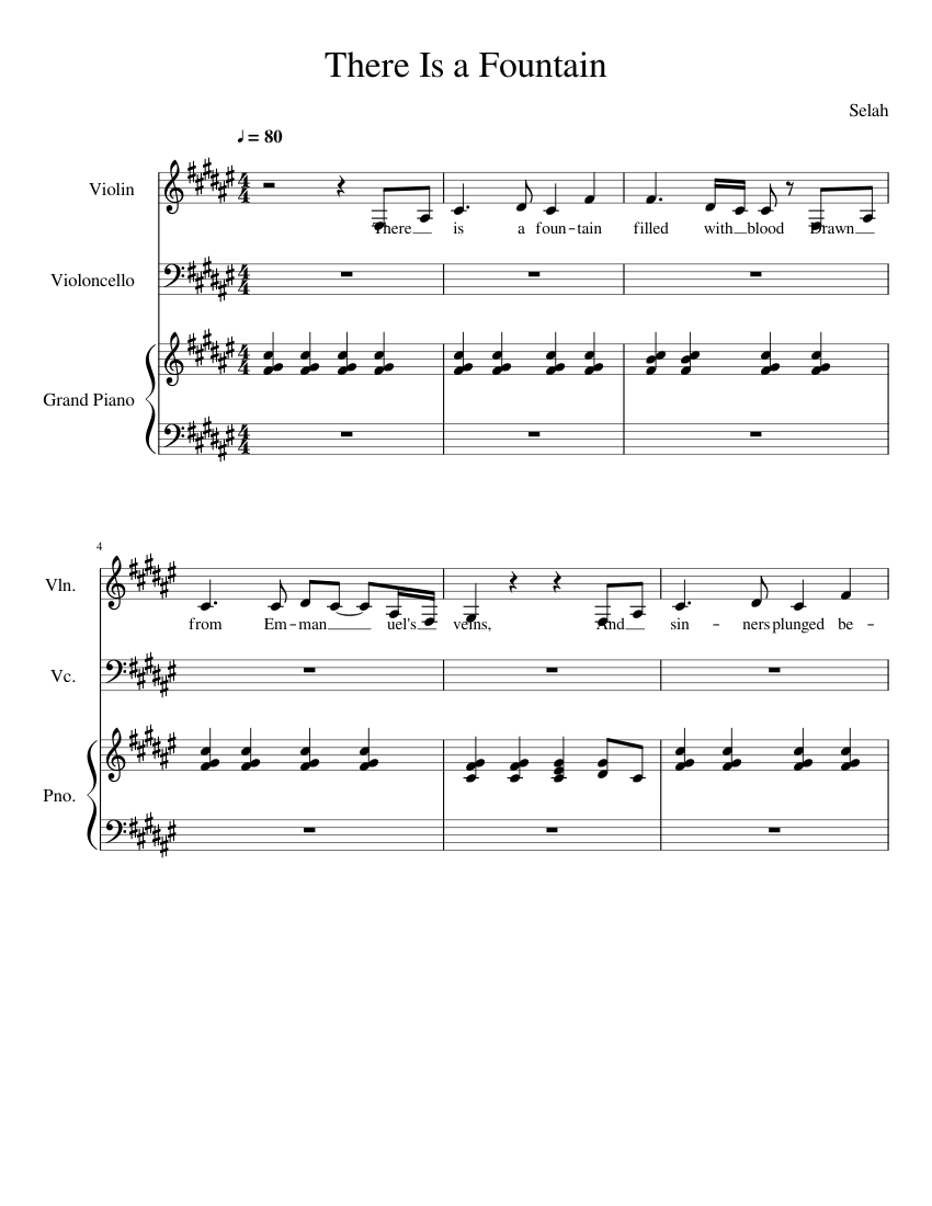 There Is A Fountain (Violin-Piano) By Traditional American Melody Free Sheet Music