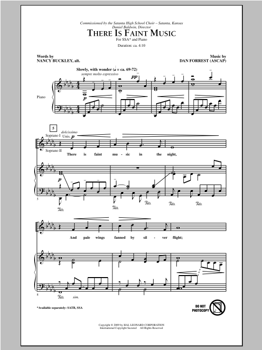 There Is Faint Music By Dan Forrest Free Sheet Music