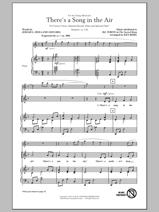 There's A Song In The Air By Sharon Wilson Free Sheet Music