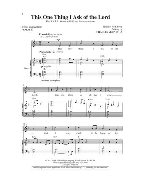 This One Thing I Ask Of The Lord By Charles McCartha Free Sheet Music