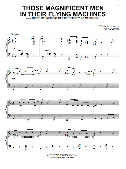 Those Magnificent Men In Their Flying Machines By Ron Goodwin Free Sheet Music