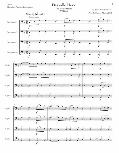 Three Pieces By Anton Bruckner: Euphonium Quartet- Full Scores By Anton Bruckner Free Sheet Music