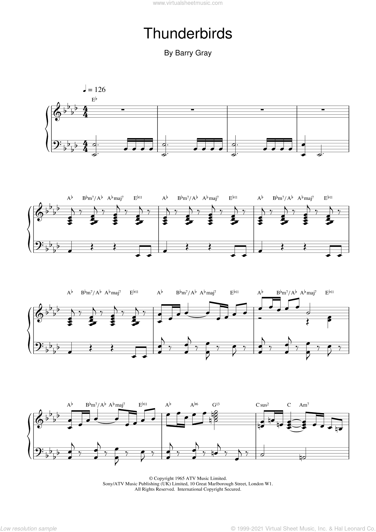 Thunderbirds By Barry Gray Free Sheet Music