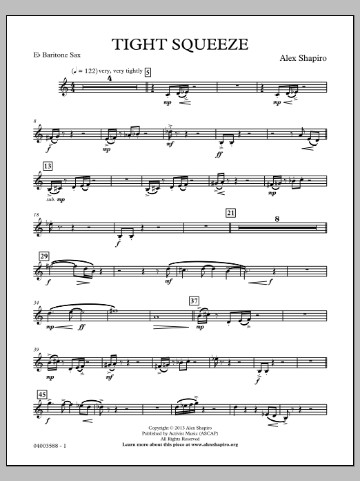 Tight Squeeze - Bb Tenor Saxophone By Alex Shapiro Free Sheet Music