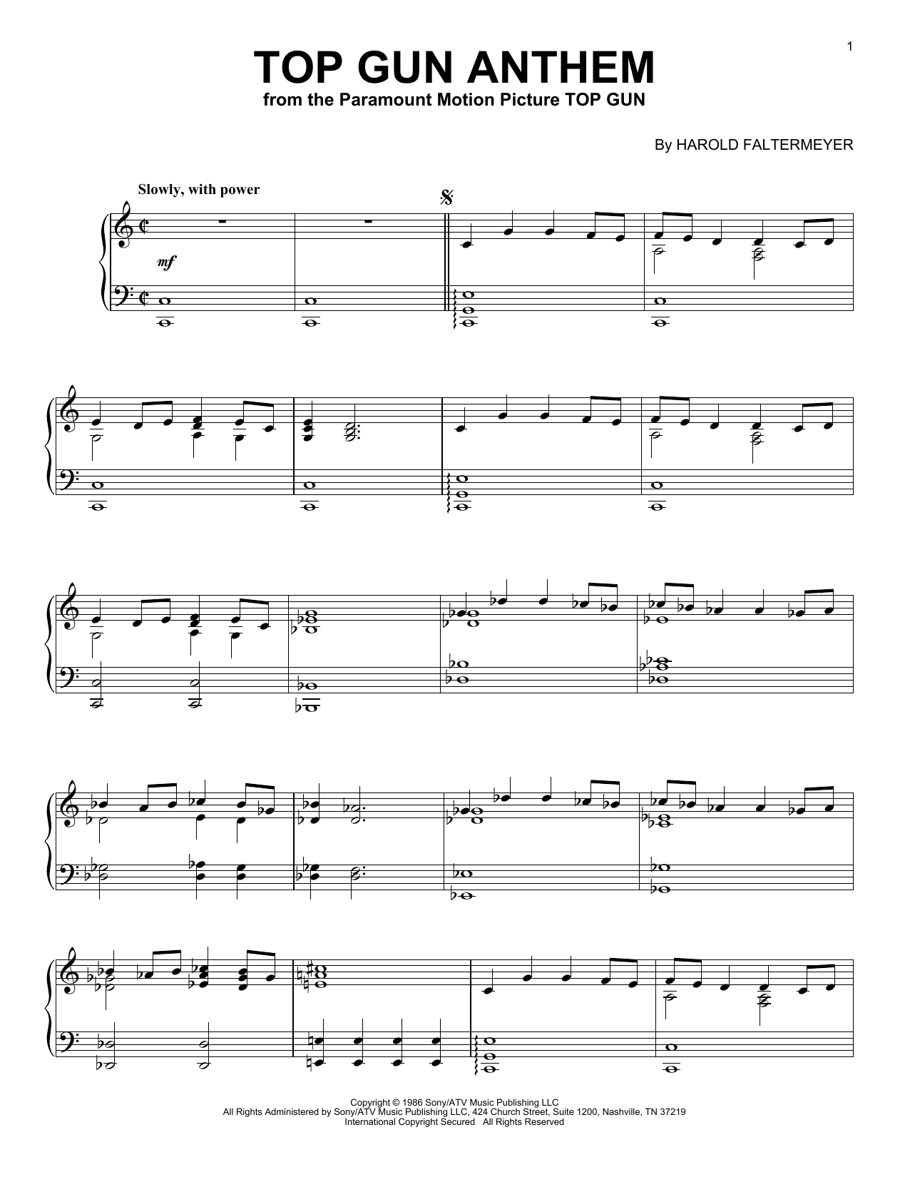 Top Gun Anthem By Harold Faltermeyer Free Sheet Music