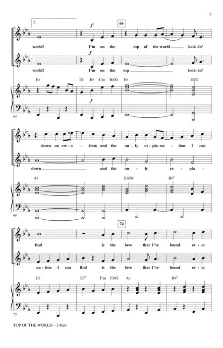 Top Of The World (arr. Mac Huff) By The Carpenters Free Sheet Music