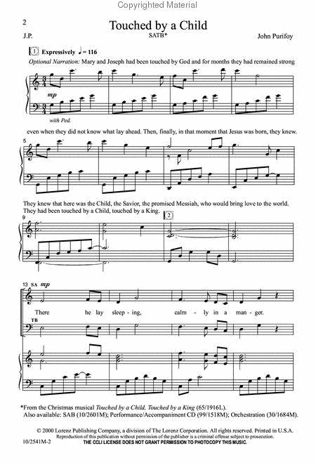 Touched By A Child By John Purifoy Free Sheet Music