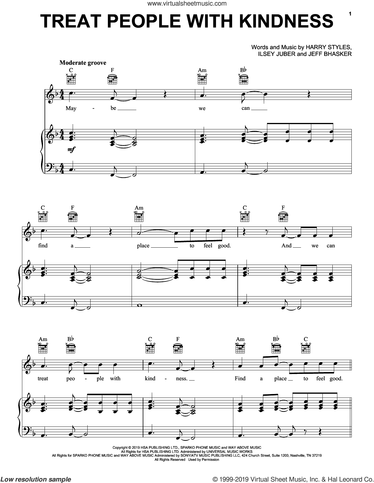 Treat People With Kindness By Harry Styles Free Sheet Music