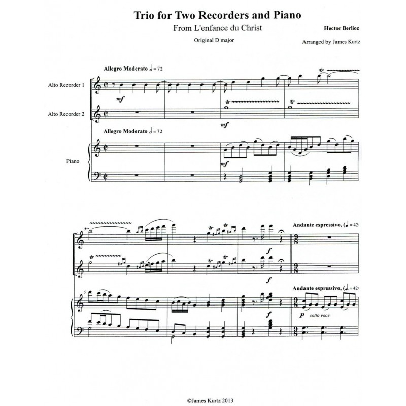 Trio In D Major For Two Flutes And Harp By Hector Berlioz Free Sheet Music