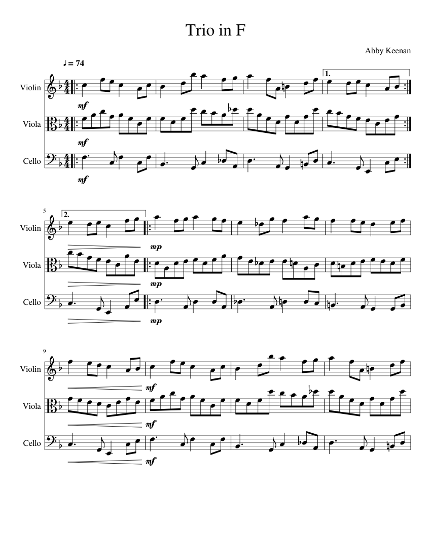 Trio In F By Georg Philipp Telemann Free Sheet Music