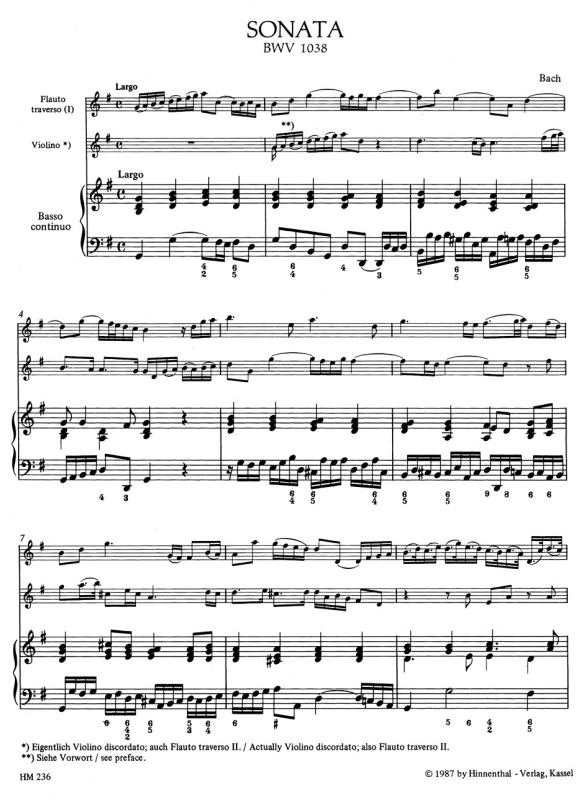 Trio Sonata In G Major By Johann Joachim Quantz Free Sheet Music