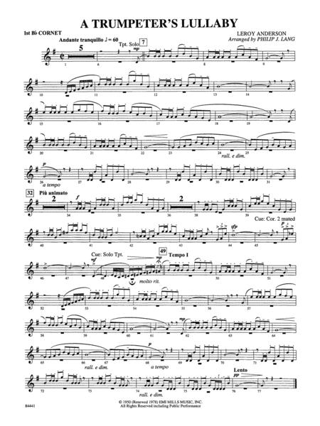 Trumpeter's Lullaby (with Trumpet Solo): 1st B-flat Cornet By Leroy Anderson Free Sheet Music