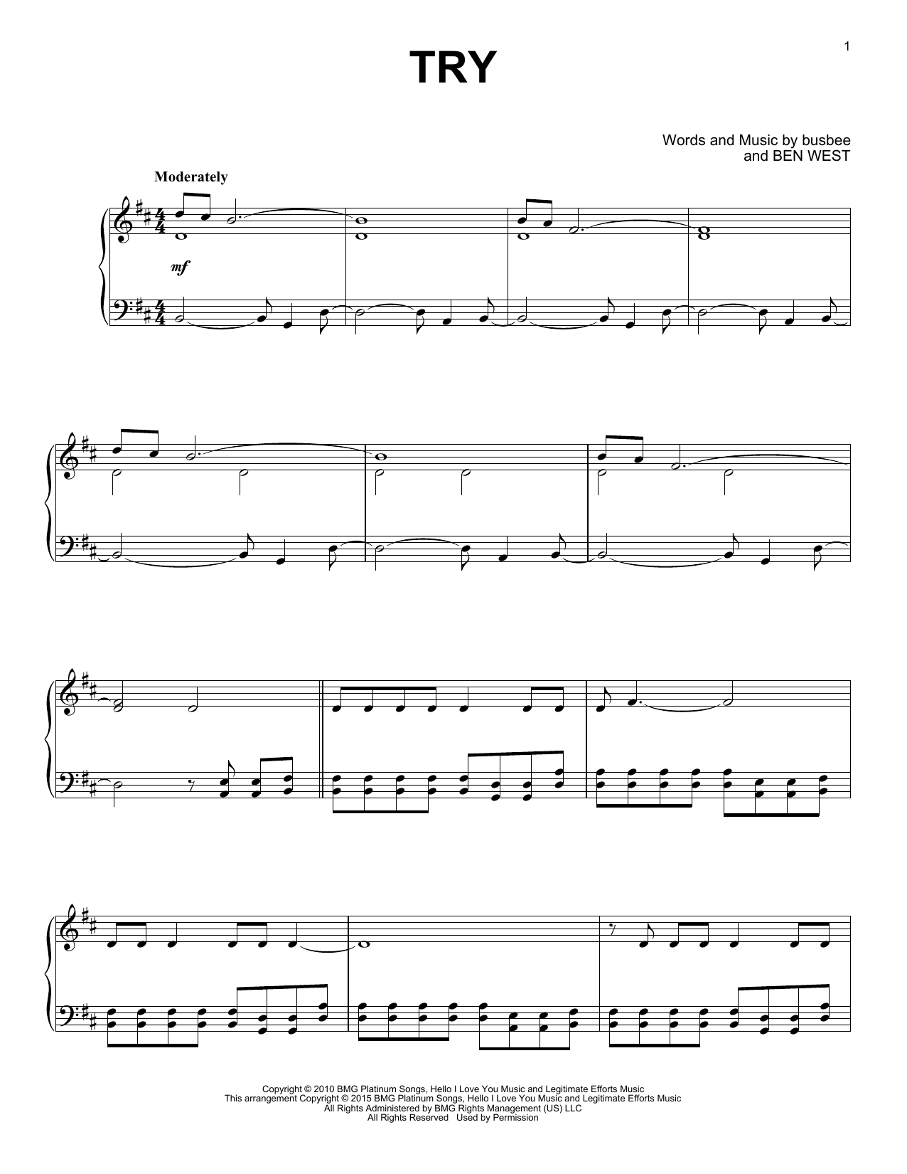 Try By Colbie Caillat Free Sheet Music