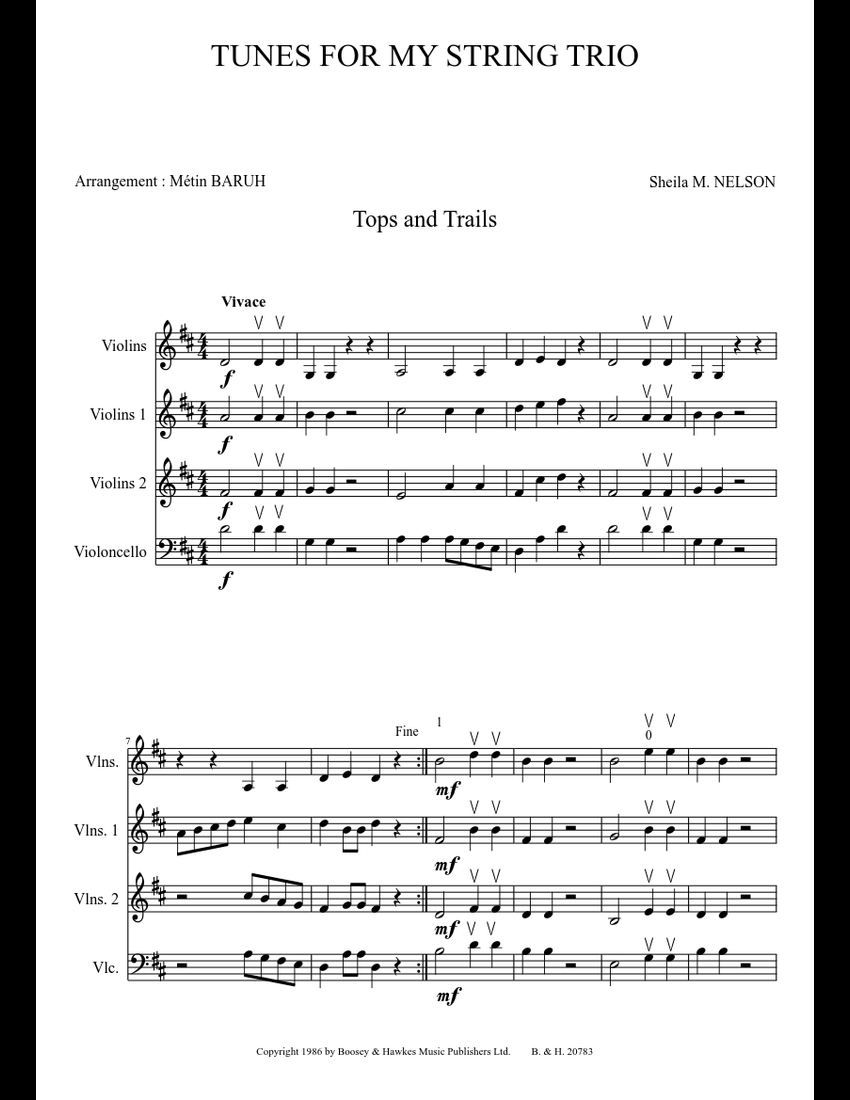 Tunes For My String Trio By Various Free Sheet Music