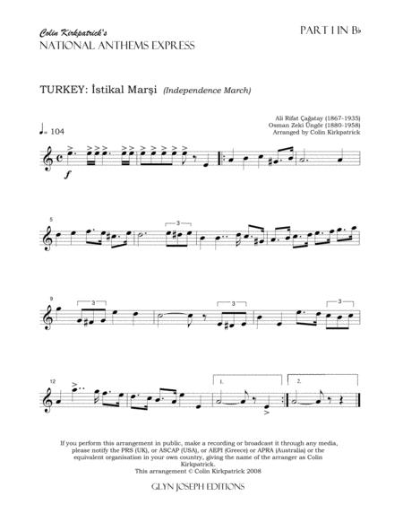 Turkey National Anthem: Istikal Marsi (Independence March) By Osman Zeki Üngör (1880-1958) Free Sheet Music