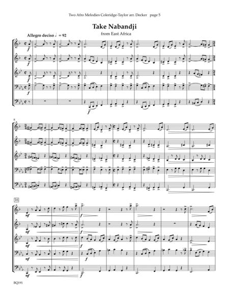 Two Afro Melodies: Bamboula And Take Nabandji For Brass Quintet By Samuel Coleridge-Taylor Free Sheet Music