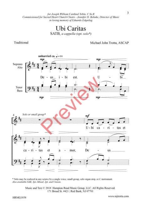 Ubi Caritas (SATB, Unaccompanied) By Michael John Trotta Free Sheet Music