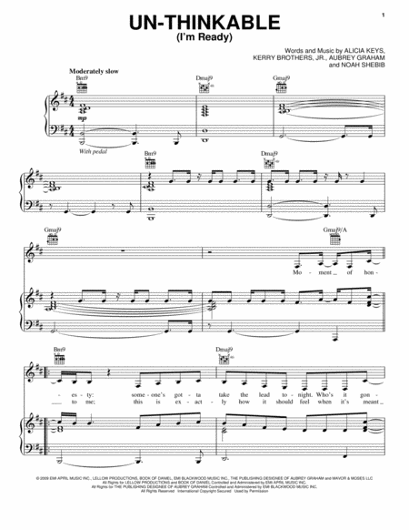 Un-thinkable (i'm Ready) By Alicia Keys Free Sheet Music