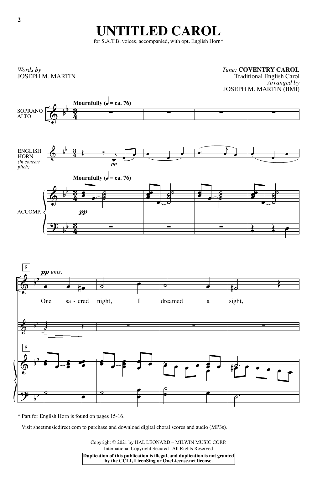 Untitled Carol By Joseph M. Martin Free Sheet Music